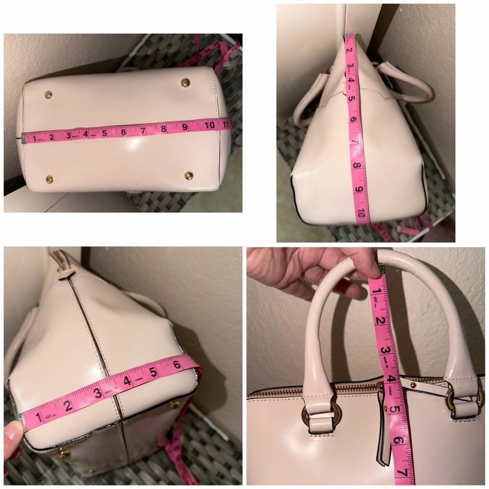 Genuine Leather White Satchel Bag with Crossbody/ Shoulder Strap- Made in Italy - Picture 5 of 16